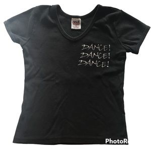 Girl’s Black Cotton Anvil Dance Short Sleeve T Shirt Size S Dance, Dance, Dance